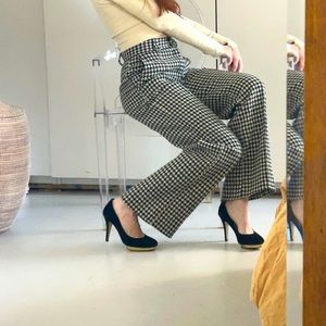 Wide Leg Vintage Wool Houndsooth black and white